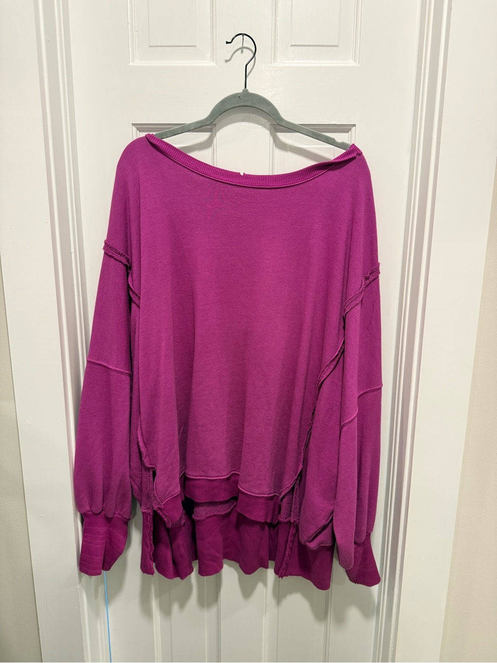 Free People Oversized Fuchsia Pullover Sweatshirt